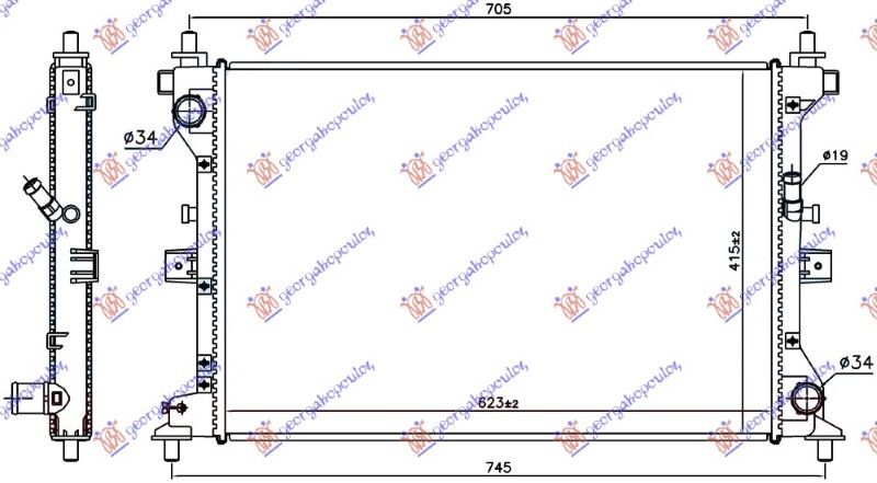 Hladnjak motora 1.6 DDiS dizel. ručni (623x415x27) (NRF)