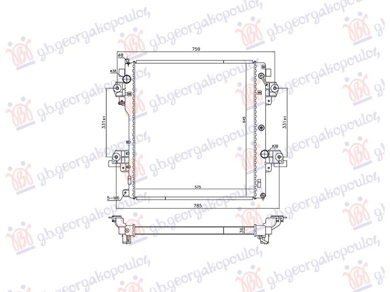 Hladnjak motora 3.0 D4-D dizel. automatski (570x650x36) (NRF)