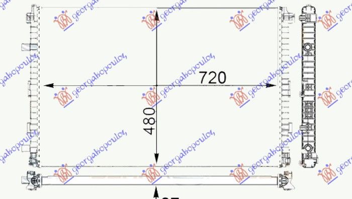 Dodatni hladnjak motora 3.0 TFSI benzin - 3.0 TDI dizel (720x480x26) (VALEO)