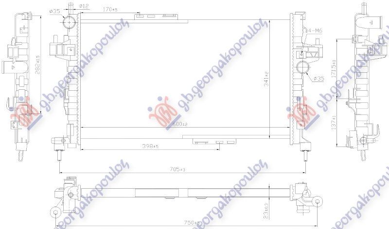 Hladnjak motora 1.3 CDTi/1.7 DTi dizel (600x350) (MARELLI)