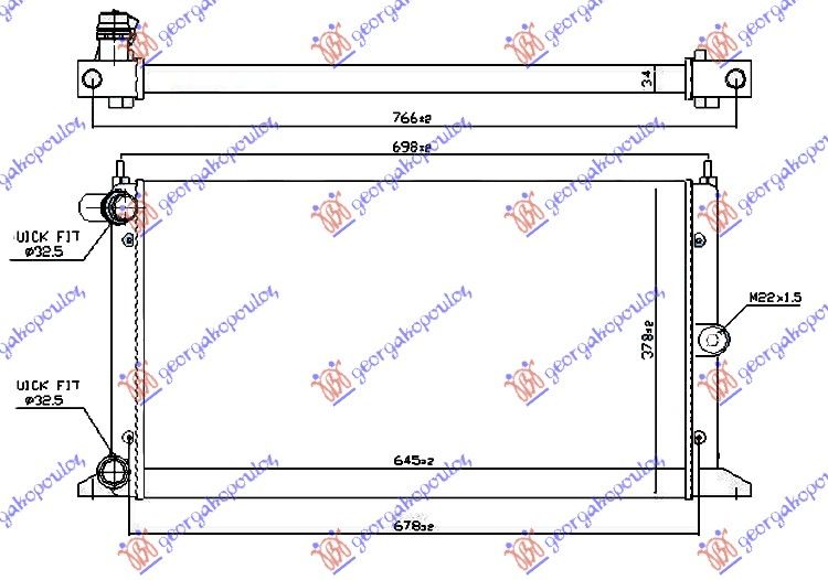 Hladnjak motora 1.8-2.0 benzin - 1.9 TDI dizel (635x366) 2000- (MARELLI)