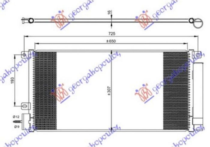Hladnjak klime 1.4i 16V turbo benzin (650x310x16) (MARELLI)