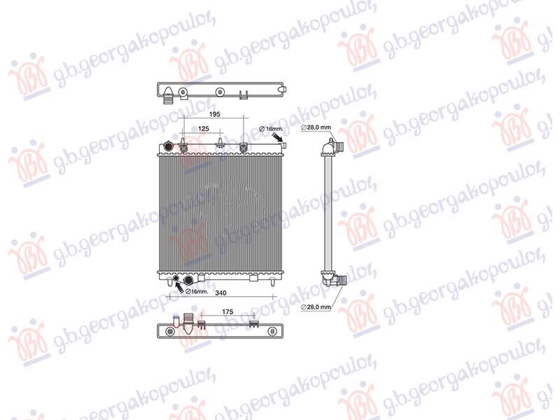 Hladnjak motora 1.4 benzin automatik (380x390) (NRF)