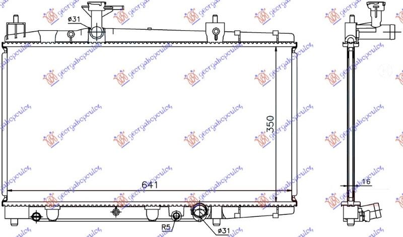 Hladnjak motora 1.4 D4D sa/bez klime (350x639x16) (NRF)