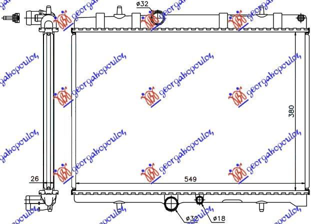 Hladnjak motora 2.0 HDi dizel (380x560x19) (NRF)