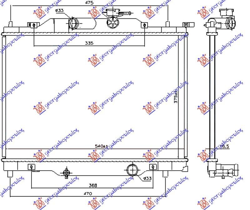 Hladnjak motora 1.5i benzin (375x540x16) (NRF)