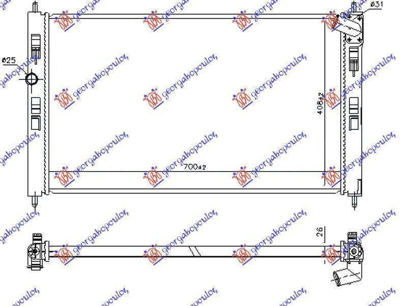 Hladnjak motora 1.6 DI-D dizel. ručni (700x410) (NRF)