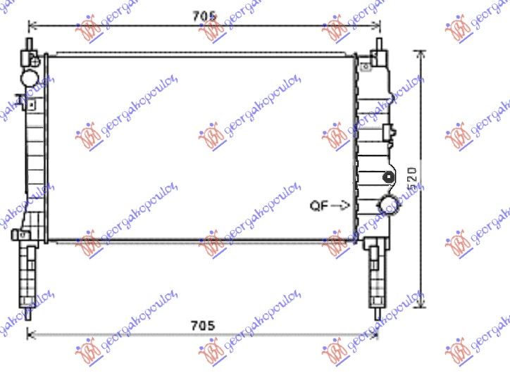 Hladnjak motora 1.4 TURBO benzin. ručni (620x360x26) (NRF)