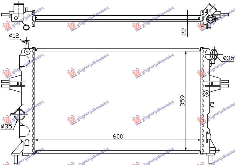 Hladnjak motora 1.4-1.6-1.8 sa klimom (600x370) (MARELLI)