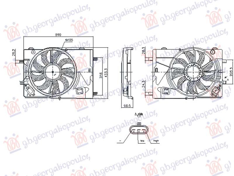 Ventilator (jednostruki) (405mm) (3 pina)