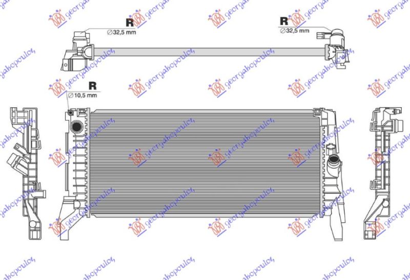 Hladnjak motora 1.5-2.0 dizel. ručni (680x299) (NRF)