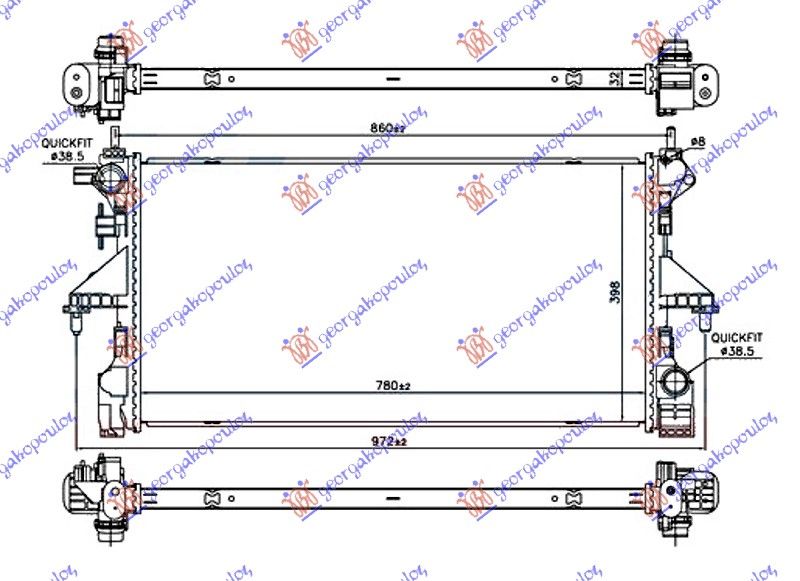 Hladnjak motora 2.0 BlueHDi dizel. ručni (780x390x32) (NRF)