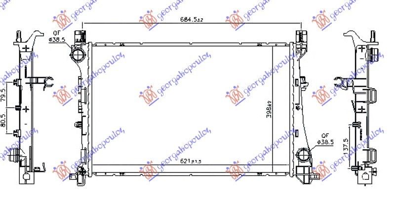 Hladnjak motora 1.6 MJTD dizel (620x400x26). ručni/automatski (NRF)