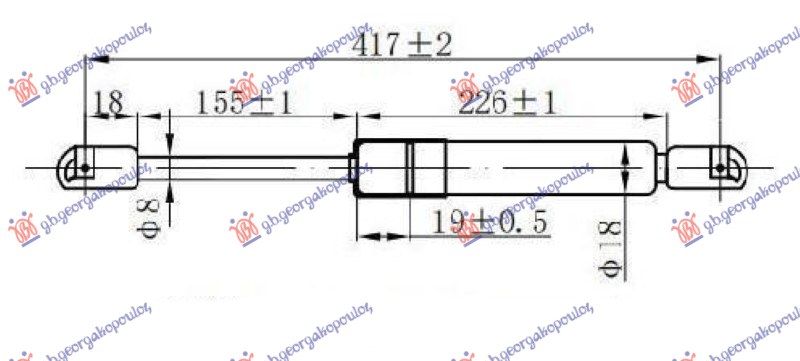 Amortizer gepek vrata 3/5 vrata (417L-500N)