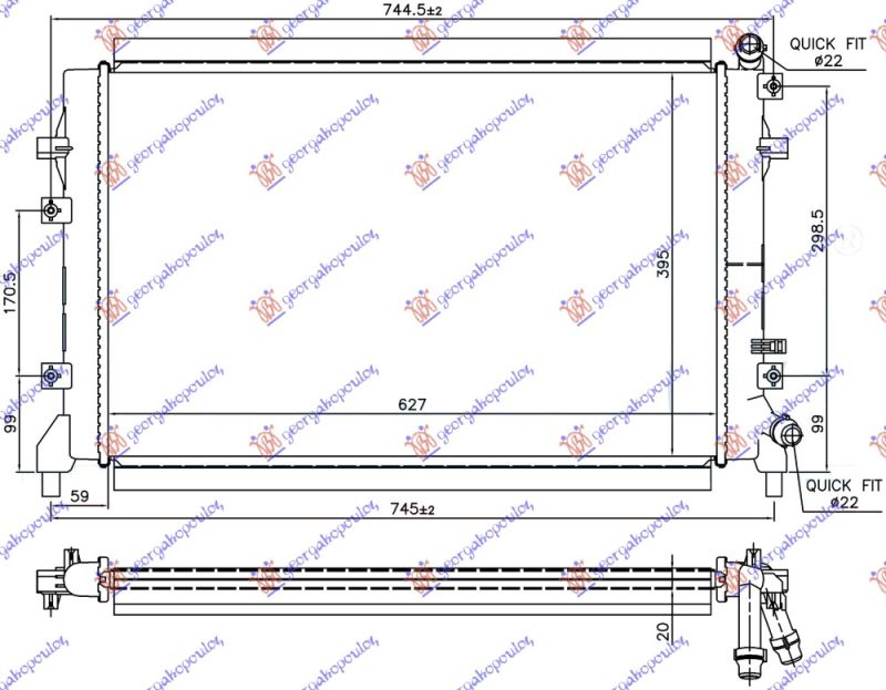 Hladnjak motora 1.8 fsi benzin (650X450X32) (LEMLJENI SPOJ)