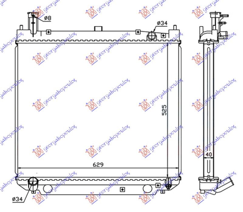 Hladnjak motora 2.4 td (52.5X62.5X48)