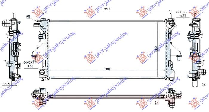 Hladnjak motora 2.3 jtd – klima dizel ručni (780X380X26) (LEMLJENI)