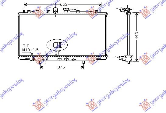 Hladnjak motora 2.0–2.4 benzin ručni (375X713X16)