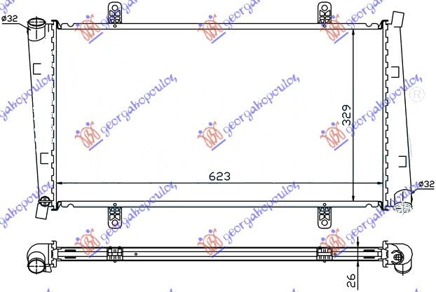Hladnjak motora 1.9 t.d (62.2X33X27) 00–06