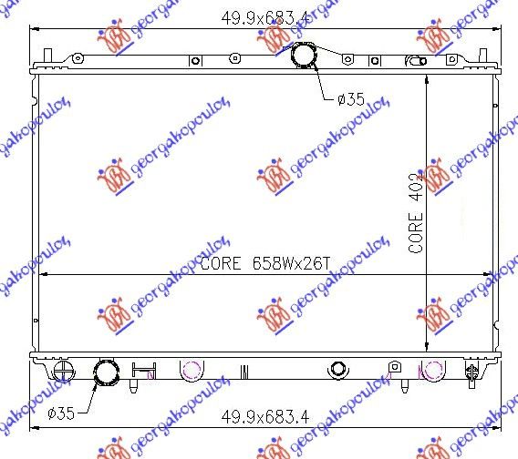 Hladnjak motora 1.9 td (40,2X65,5X32)