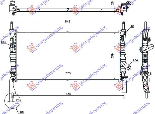 Hladnjak motora 2.2–2.4 tdci – 2.3i + klima (76.8X38)