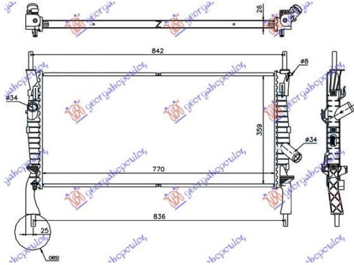 Hladnjak motora 2.2–2.4 tdci – 2.3i + klima (76.8X38) (KOYO)