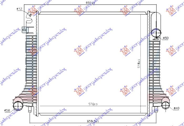 Hladnjak motora dizel (570X515) (VALEO)