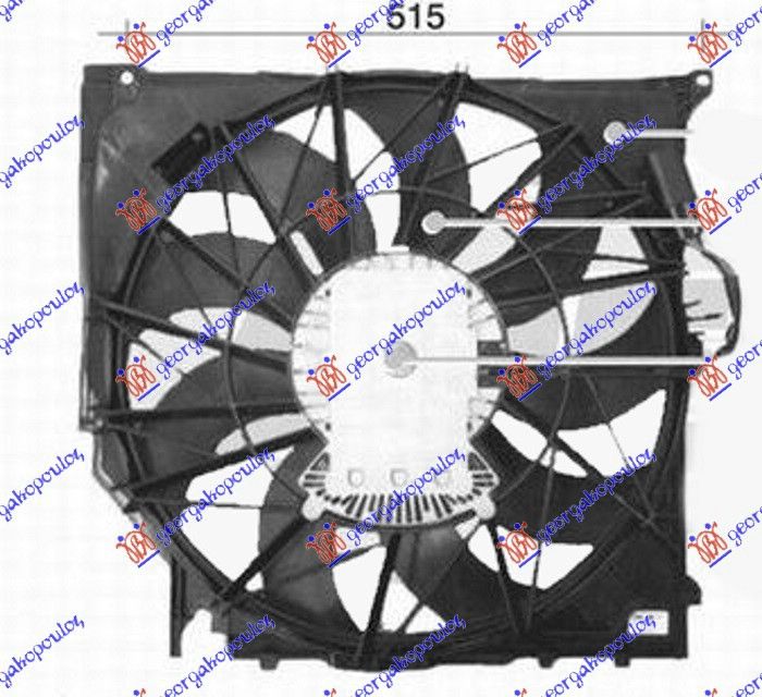 Ventilator hladnjaka komplet 2.5-3.0 benzin - 2.0-3.0 dizel (490 MM) (3 PIN)