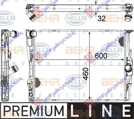 Hladnjak motora svi modeli benzin (SAMO RUČNI) (600X460X32) 1 cijev (MAHLE BEHR PREMIUM LINE)