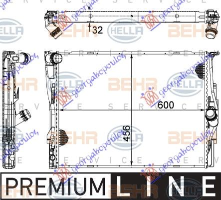 Hladnjak motora svi modeli benzin (SAMO AUTOMATIK) (600X460X32) 1 cijev (MAHLE BEHR PREMIUM LINE)