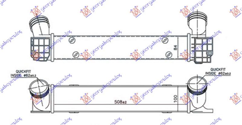 Hladnjak interkulera 1.6-2.0 dizel (508X100X85)