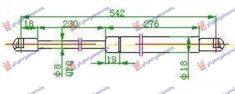 Amortizer gepek vrata karavan (543L-450N)