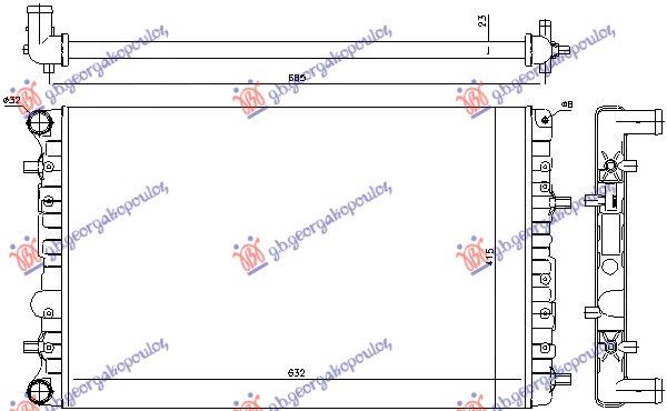 Hladnjak motora 1.4 benzin (632X415) s crijevom