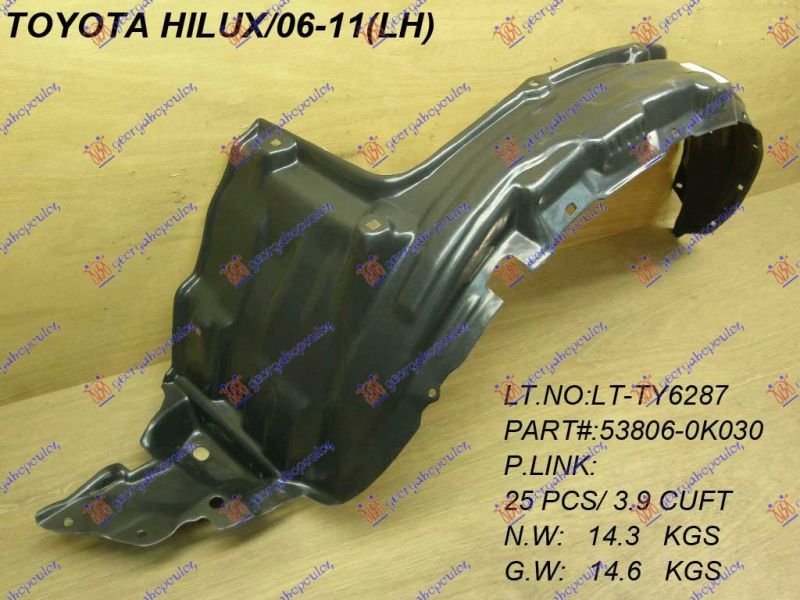 Unutarnji plastični blatobran prednji 4wd