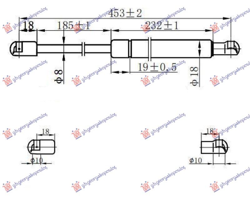 Amortizer gepek vrata karavan (450L-550N)