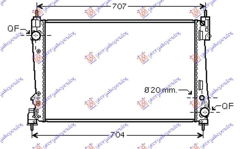 Hladnjak motora 1.4–1.6 turbo – 1.3–1.9 dizel s/bez klime (62X39) 88kw (MAHLE BEHR)