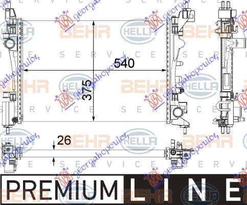 Hladnjak motora benzin +/- a/c (54X37,8X2,4) (MAHLE BEHR)