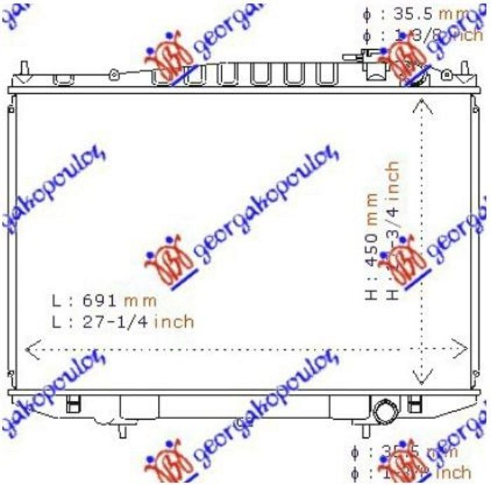 Hladnjak motora benzin +/- a/c (45X68,5) (KOYO)