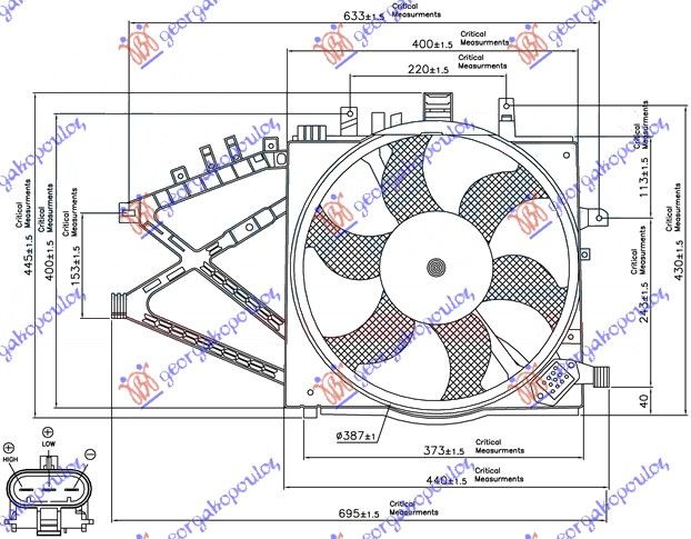 Ventilator hladnjaka komplet benzin/dizel (+/- AC)