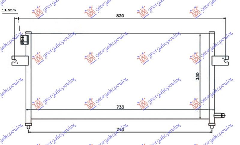 Hladnjak klime 2.4 benzin - 2.5 td tube 13,7 mm (700×320×16)