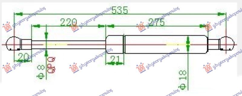 Amortizer gepek vrata karavan (534,5L-480N)