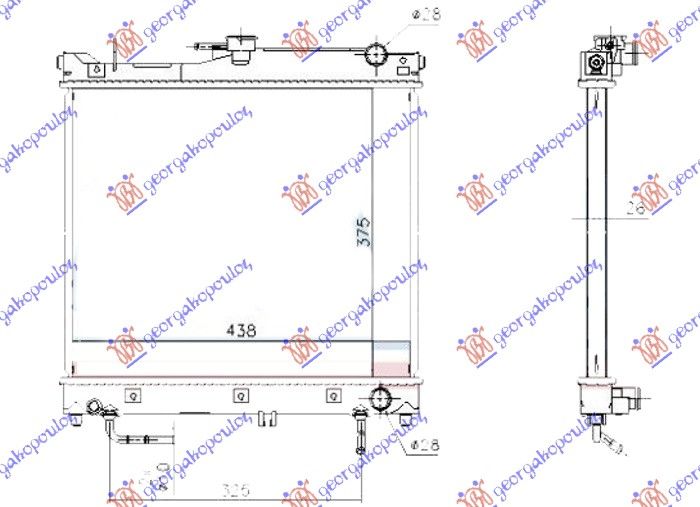 Hladnjak motora 1.3 benzin automatik (375X450X26)