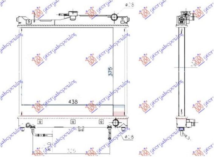 Hladnjak motora 1.3 benzin automatik (375X450X26) (KOYO)