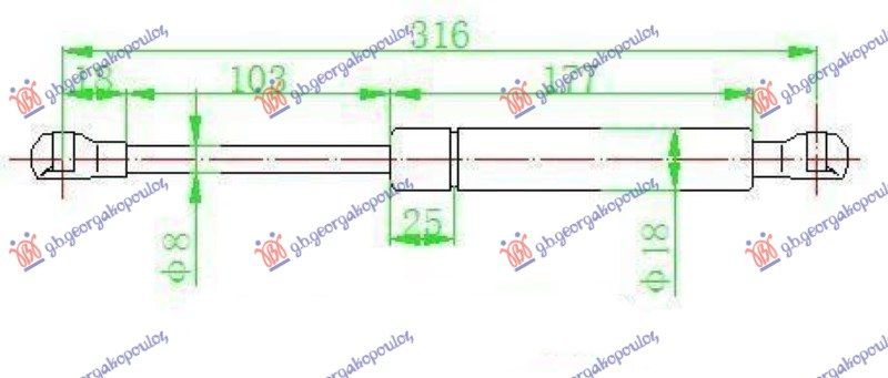 Amortizer haube cabrio (316L-380N)