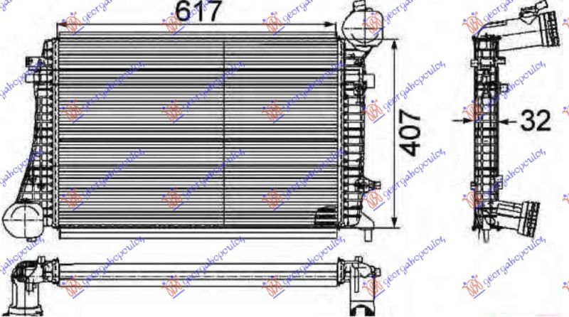 Hladnjak interkulera 1.9-2.0 tdi (615X405X32)