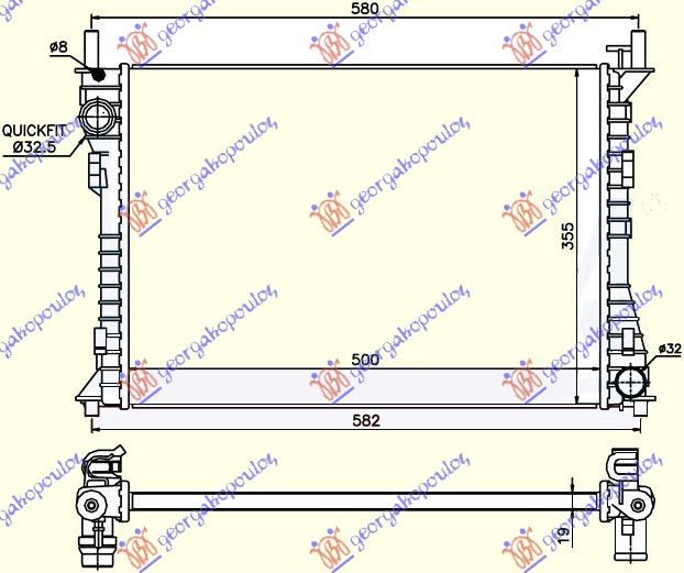 Hladnjak motora 2.0 st 150 ks +/- klima (50X35.8X1.9)