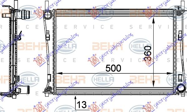 Hladnjak motora 1.2-1.4-1.6 +/- klima (50X35,6) (MAHLE BEHR)