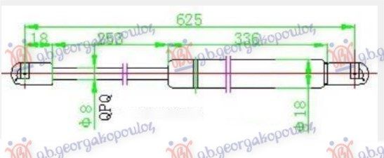 Amortizer gepek vrata 3 vrata (624L-575N)
