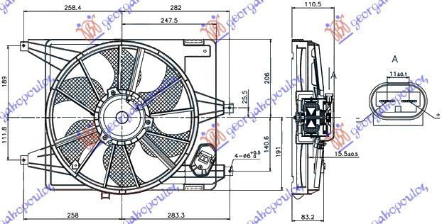 Ventilator hladnjaka komplet 1.4-1.6 (38 CM)