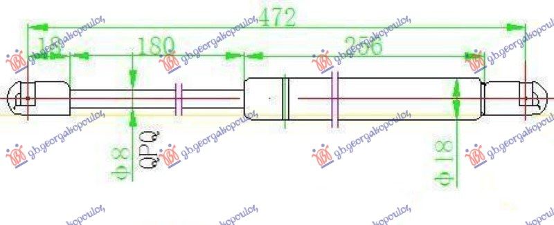 Amortizer gepek vrata 3 vrata (472L-330N)